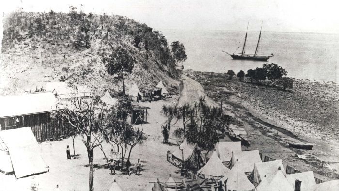 A settlers camp on the hills outside of Darwin.