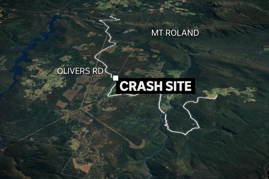 The crash site is marked on a satellite map.