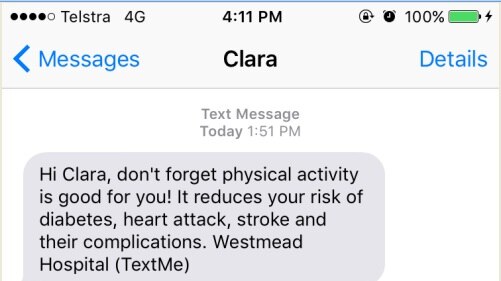 Text messages encouraging healthy behaviour