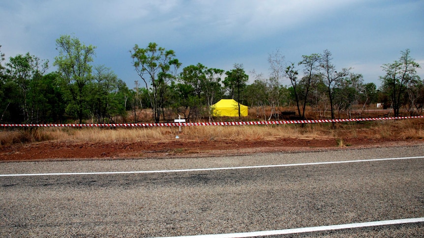 The tent covering Ray Niceforo's body