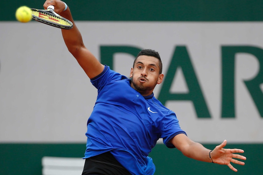 Nick Kyrgios in action at the French Open