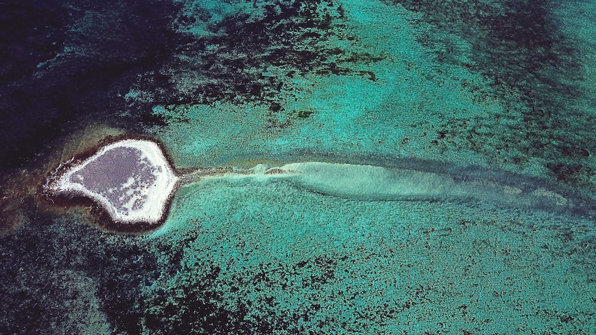 Sand bars created by the tides at the Abrolhos Islands, WA.