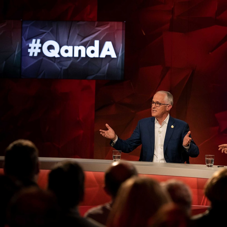 Malcolm Turnbull addresses the audience on Q and A