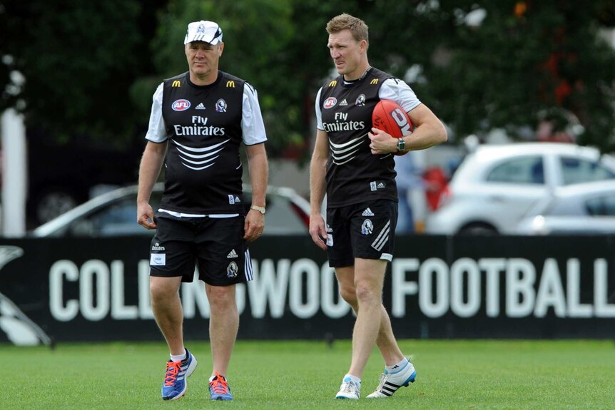 Rodney Eade with Collingwood's Nathan Buckley