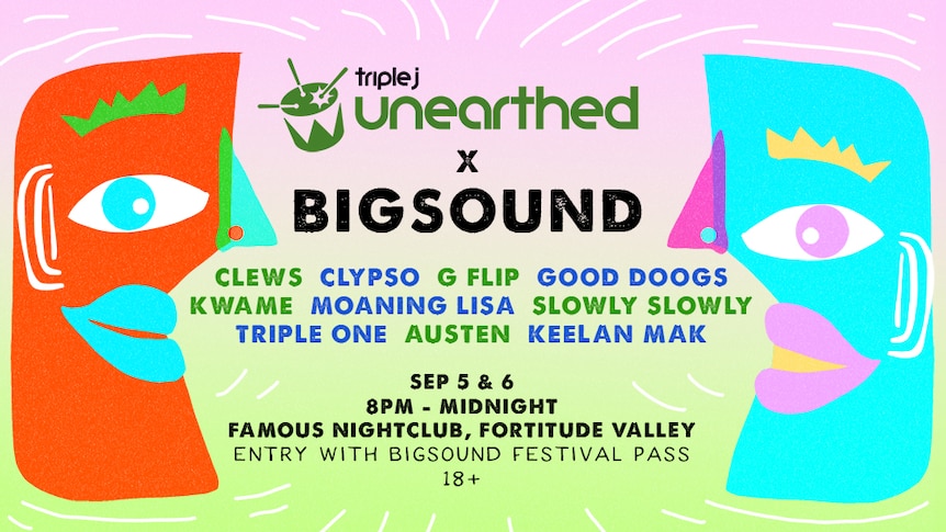 Artwork for the line-up for Unearthed X BIGSOUND 2018 showcase