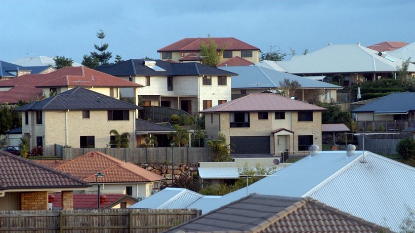 House roofs and houses in suburban Australia.
