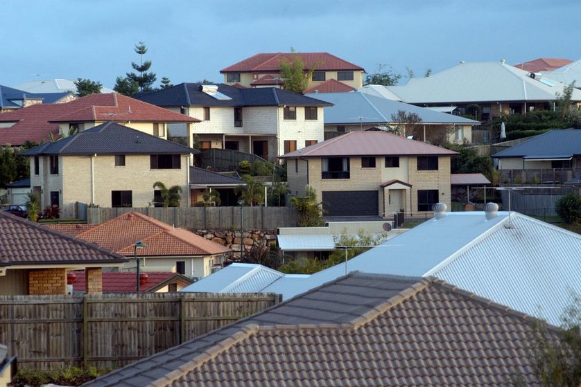House roofs and houses in suburban Australia.