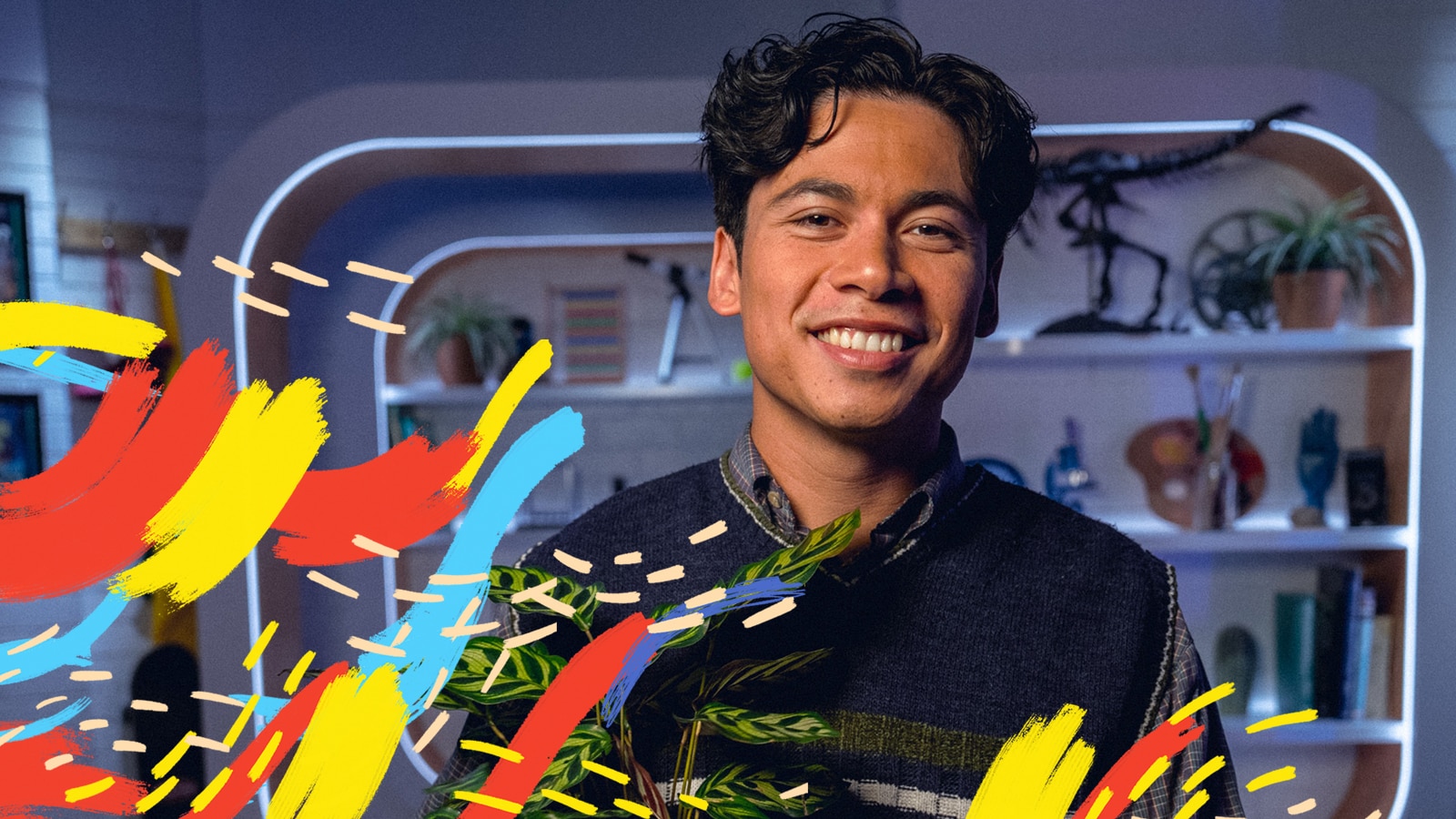 Nat smiles to camera.