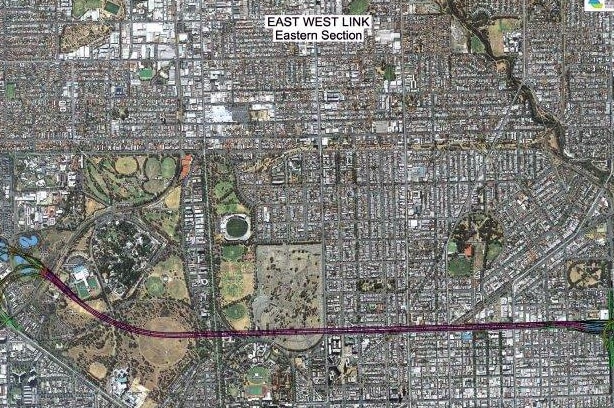 Aerial map view of first phase of East West Link