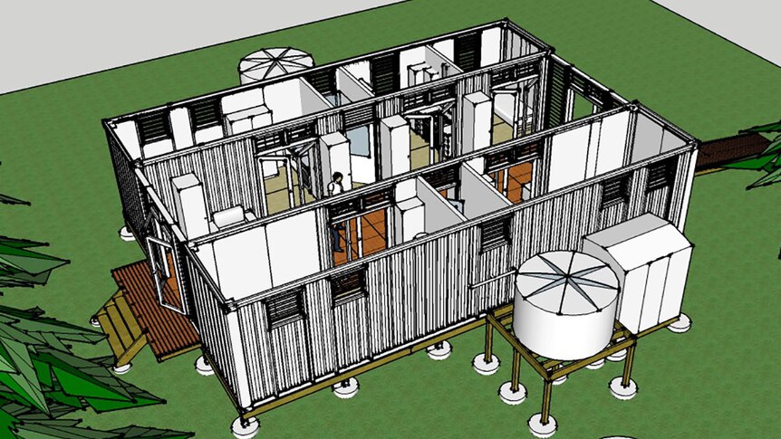Plan of a mobile birth clinic to be built from shipping containers