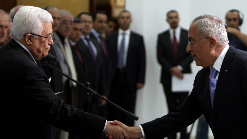 Salam Fayyad was sworn in by Mahmoud Abbas