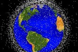 Computer generated image of the amount of space junk near earth.