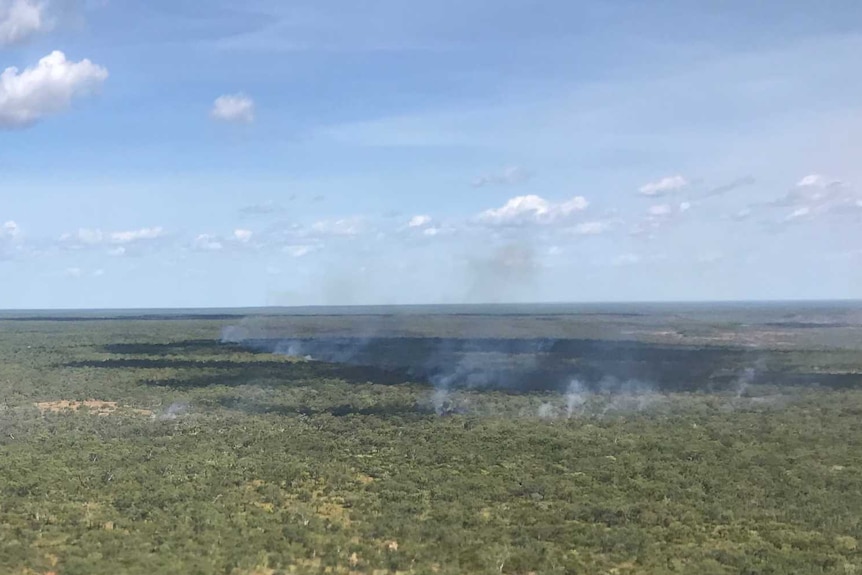 Patches of smoke in the bush in the Nitmiluk National Park, Northern Territory