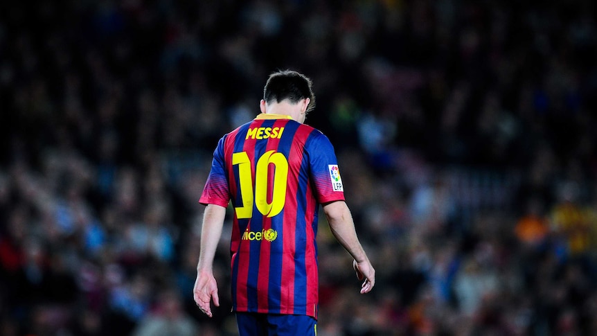 Barcelona's Lionel Messi looks down during their match with Espanyol on November 1.