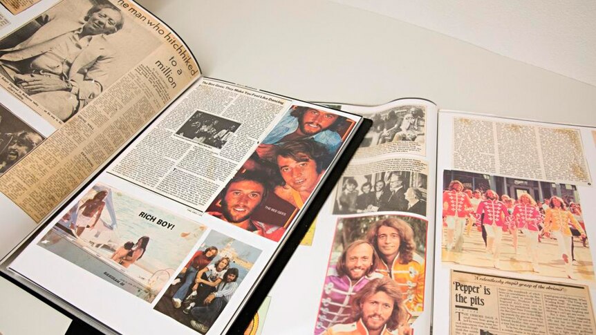 Scrapbooks filled with news and magazine clippings give insight into The Bee Gees history.