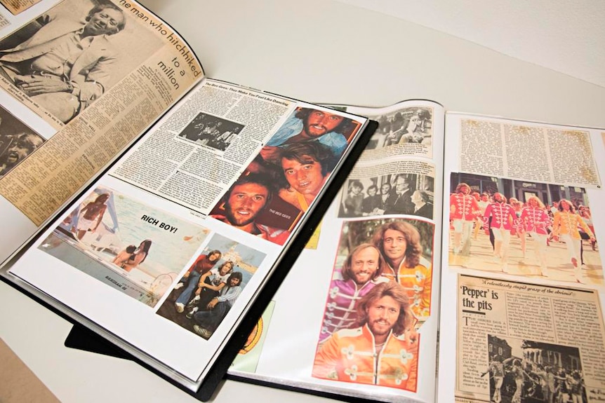Scrapbooks filled with news and magazine clippings give insight into The Bee Gees history.