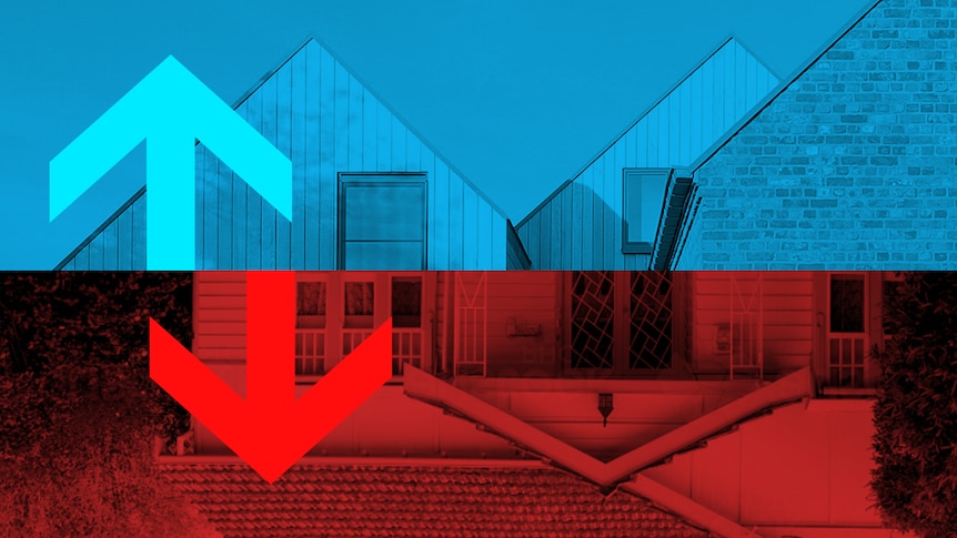 A graphic showing houses and the narrowing gap between the richest and poorest.