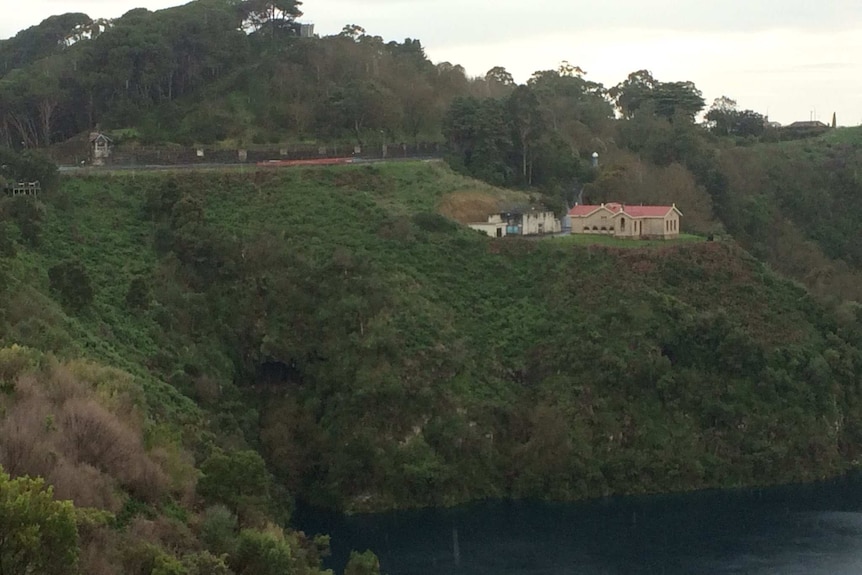 Cliffs where ute plunged into Blue Lake