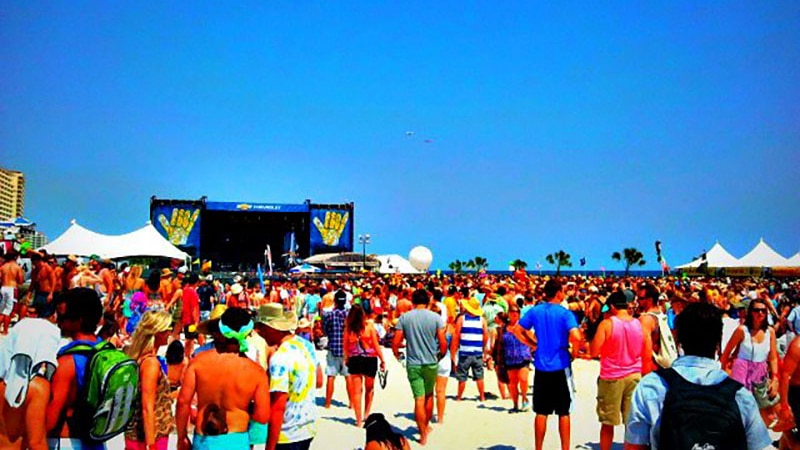 Crowd in front of stage at Hangout MusicFest at Gulf Shores in Alabama in the US in 2012.