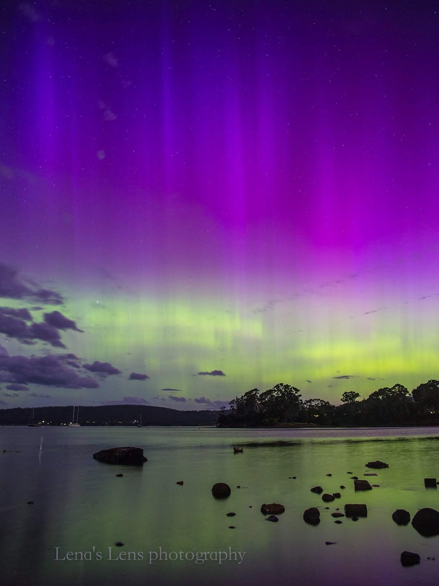 A powerful display of the southern lights captured south of Hobart.