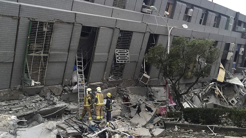 Damaged building after Taiwan earthquake
