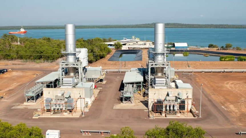 photo from a height of a power station with the sea in the background