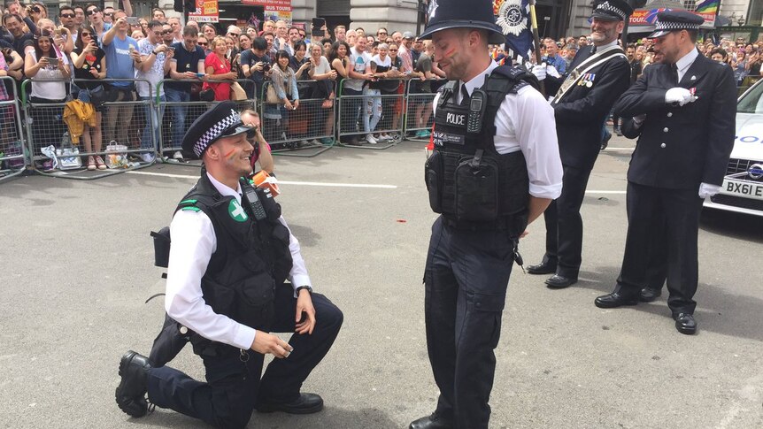 Police marriage proposal at London Pride