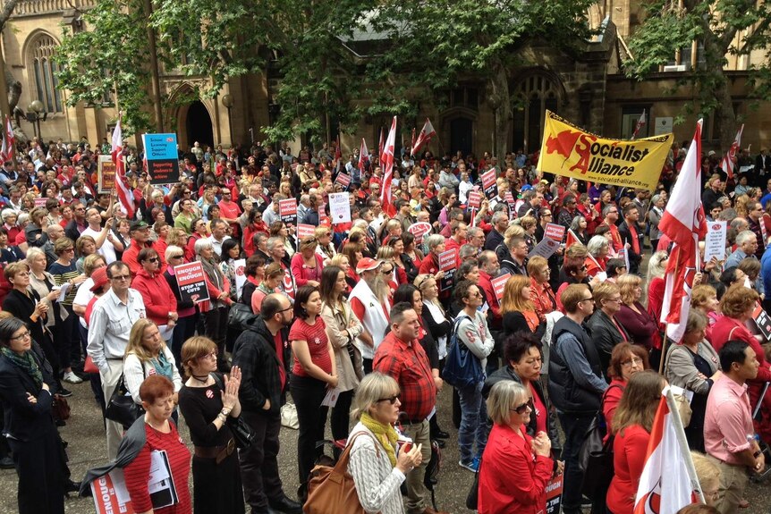 NSW public sector workers rally at Town Hall