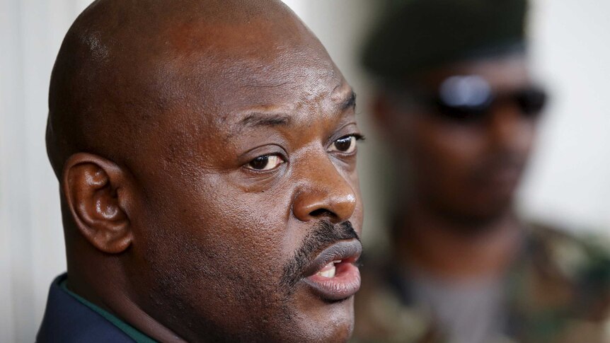 Burundi's President Pierre Nkurunziza speaks at a press conference