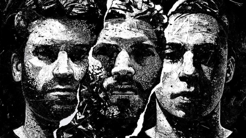 Gritty manipulated portraits of the three members of BRONSON, in high contrast black and white