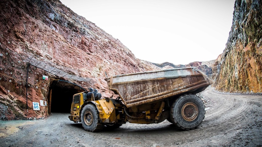 Haul truck in mine