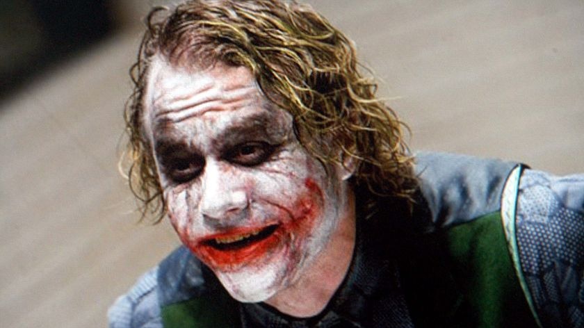 Heath Ledger plays psychotic, mass-murdering, skateboarding Joker.