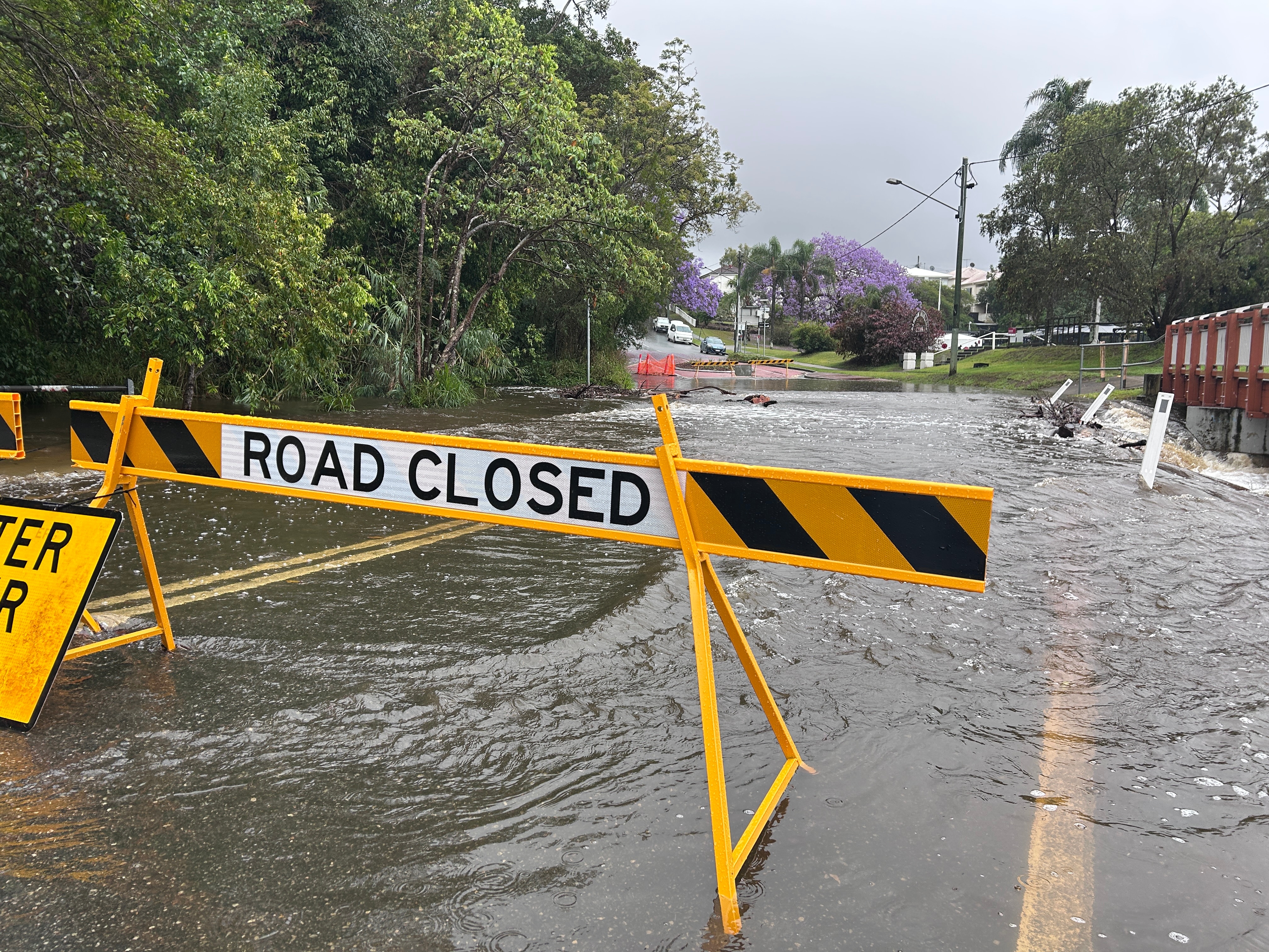 A flooded road in Bardon, Brisbane.