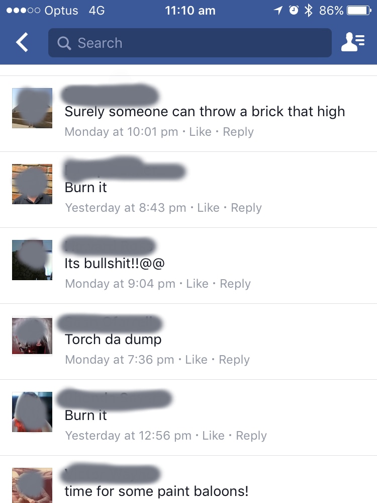 A screenshot of a series of angry Facebook posts aimed at the Canberra Theatre Centre.