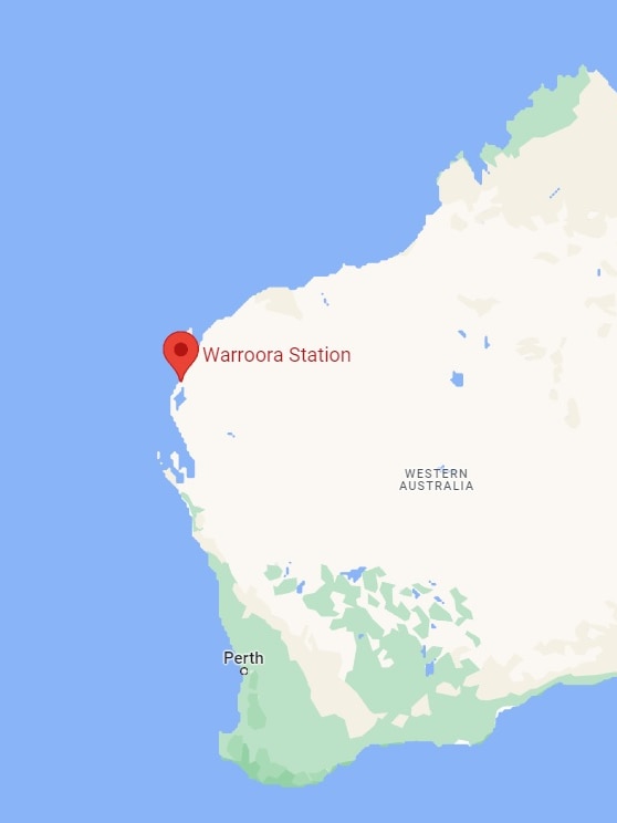A map of WA indicating the location of a remote coastal camping ground.