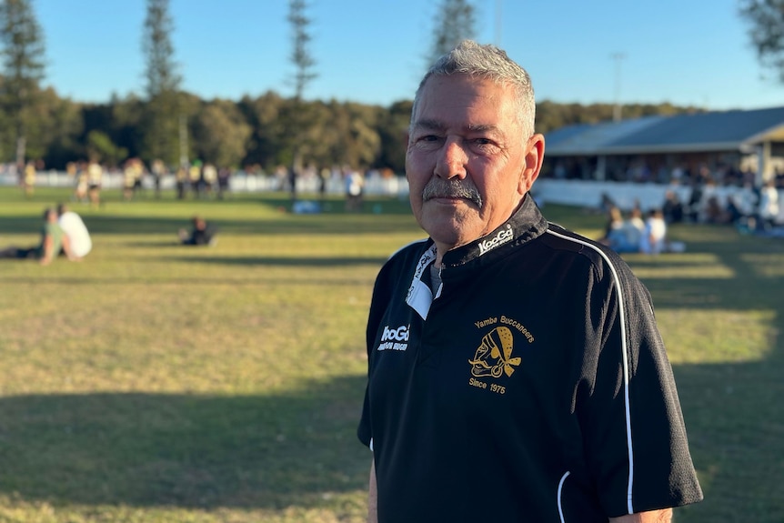 Andrew Barnett poses for a photo at Yamba Oval at a Buccaneers game