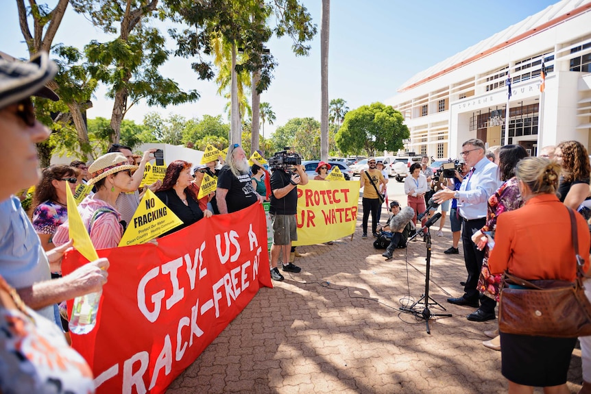 Fracking protest outside NT Parliament