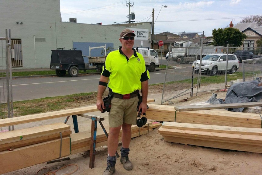 Mornington Peninsula builder Anthony Fleming on a work site.