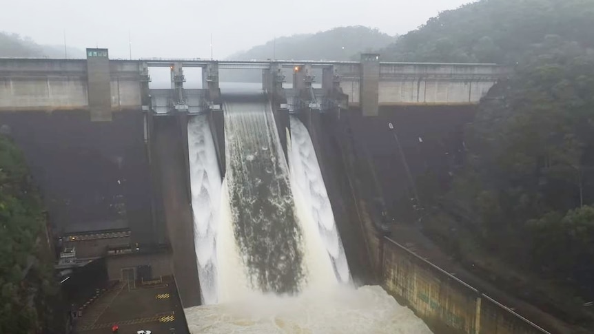 Water flowing from Warragamba Dam