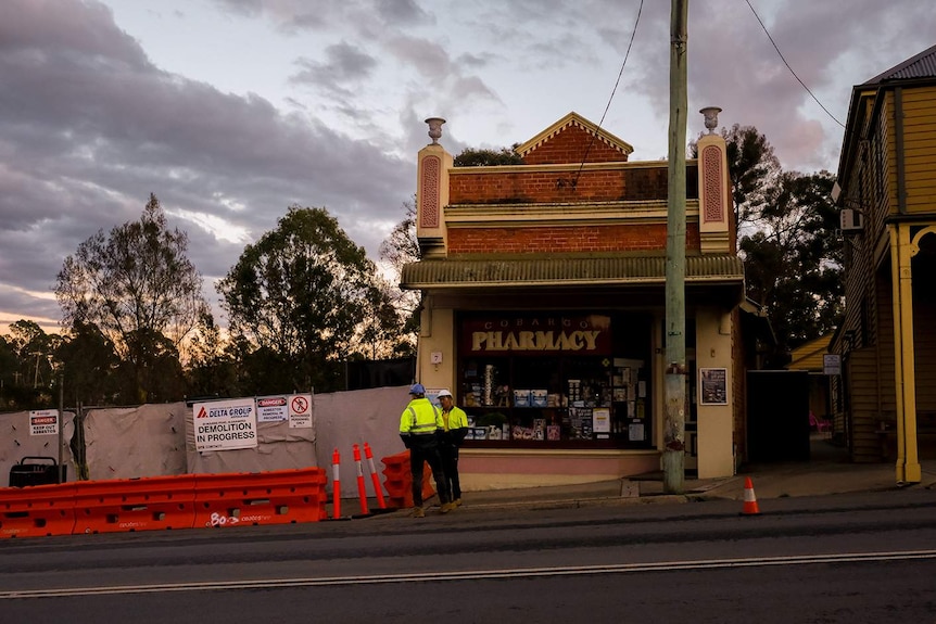 Government funded contractors have been working on the main street of Cobargo.