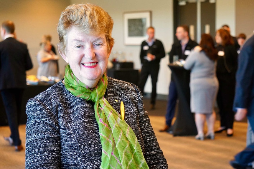 New South Wales Small Business Commissioner Robyn Hobbs stands in a function room.