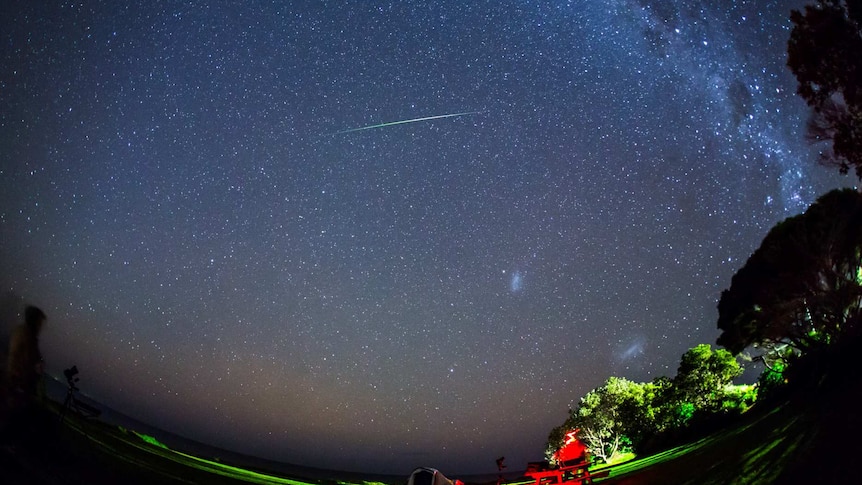 Eta Aquariid meteor streaks across the night sky