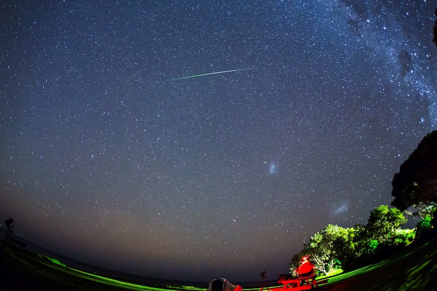 Eta Aquariid meteor streaks across the night sky