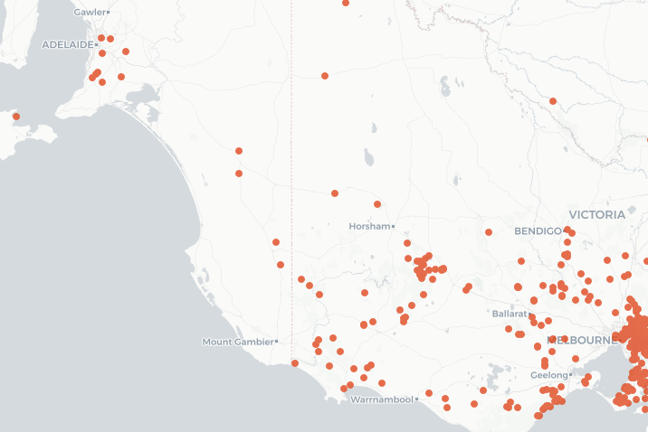 Map with orange dots