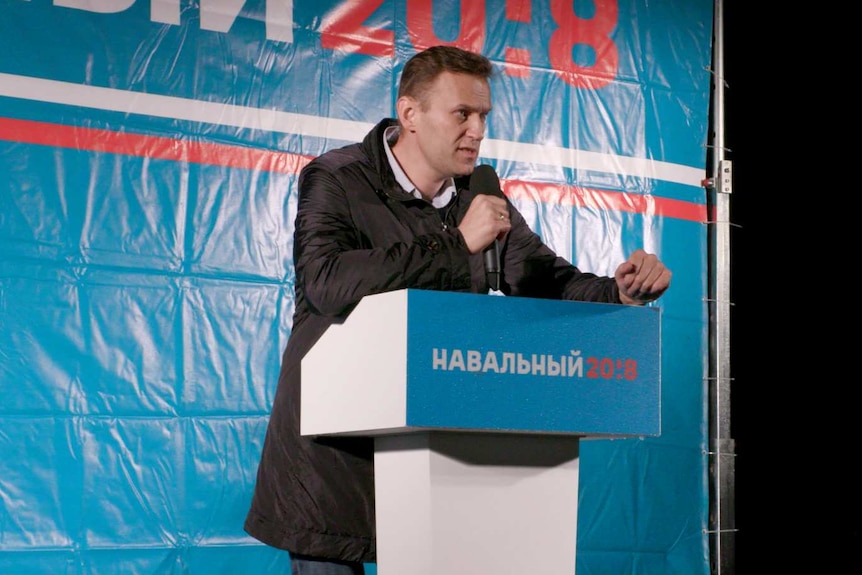 Alexei Navalny addressing a crowd.