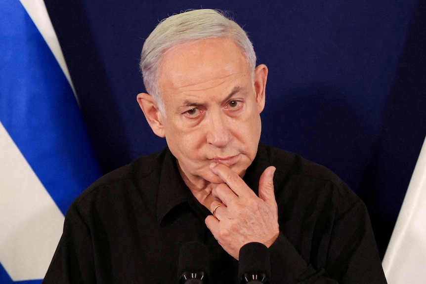 Israeli Prime Minister Benjamin Netanyahu speaks during a press conference. 