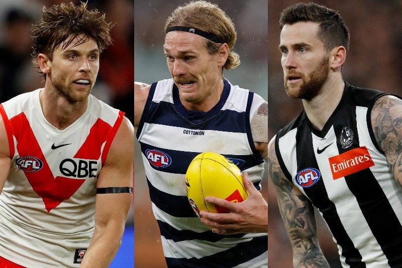 A composite image of Dane Rampe, Tom Stewart and Jeremy Howe.