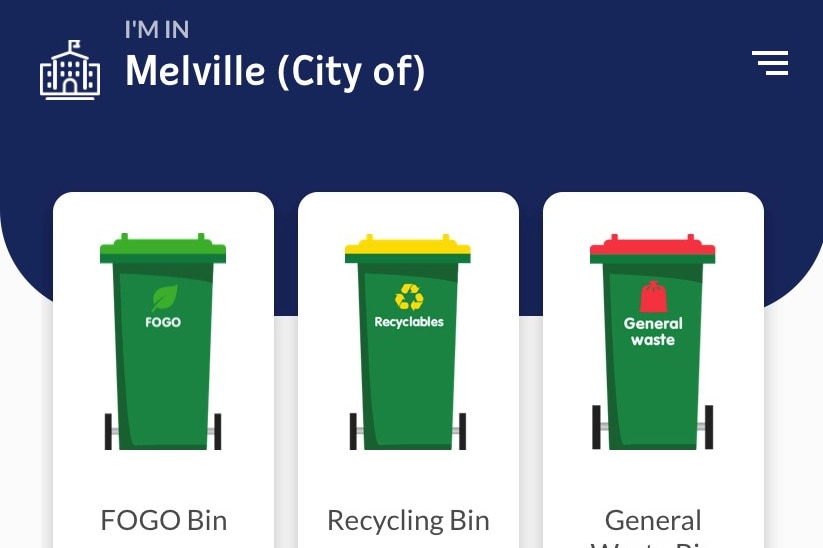 A logo featuring three green bins with different coloured tops.
