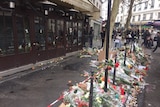 On the street outside a restaurant in Paris where gunmen shot diners in Paris attacks