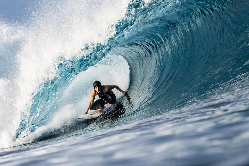 A woman surfing